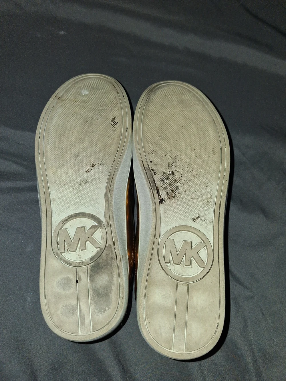 Michael Kors Gold Metallic Low-Top Sneakers with Tan Laces